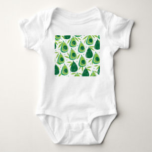 Avocado, textured stamp, seamless pattern. baby bodysuit