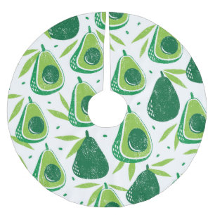 Avocado, textured stamp, seamless pattern. brushed polyester tree skirt