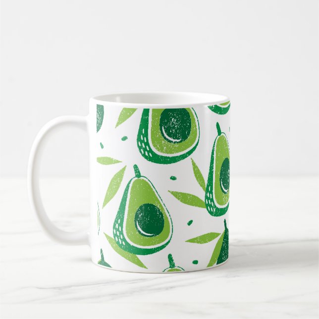 Avocado, textured stamp, seamless pattern. coffee mug (Left)