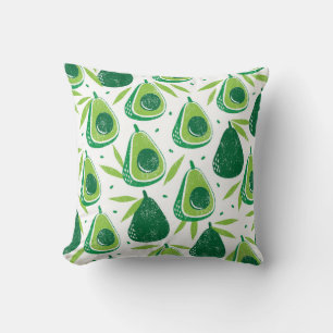 Avocado, textured stamp, seamless pattern. cushion