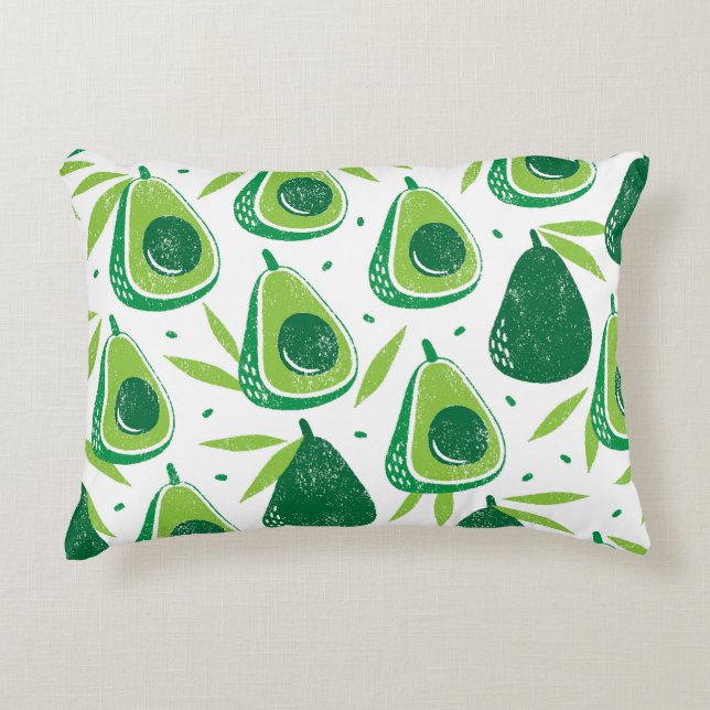 Avocado, textured stamp, seamless pattern. decorative cushion (Front)
