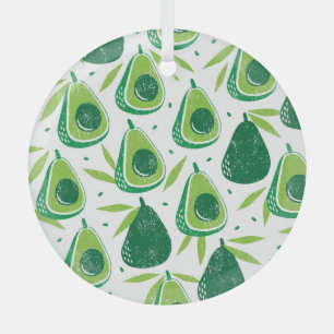 Avocado, textured stamp, seamless pattern. glass tree decoration