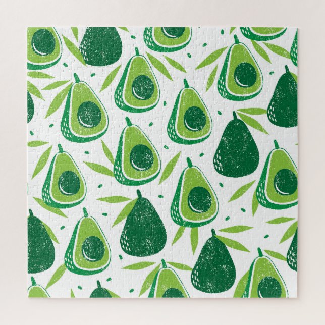 Avocado, textured stamp, seamless pattern. jigsaw puzzle (Vertical)