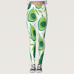 Avocado, textured stamp, seamless pattern. leggings