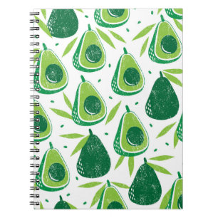 Avocado, textured stamp, seamless pattern. notebook