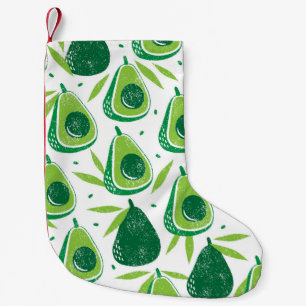 Avocado, textured stamp, seamless pattern. small christmas stocking