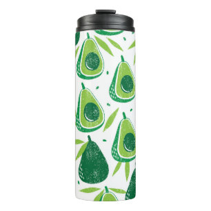 Avocado, textured stamp, seamless pattern. thermal tumbler