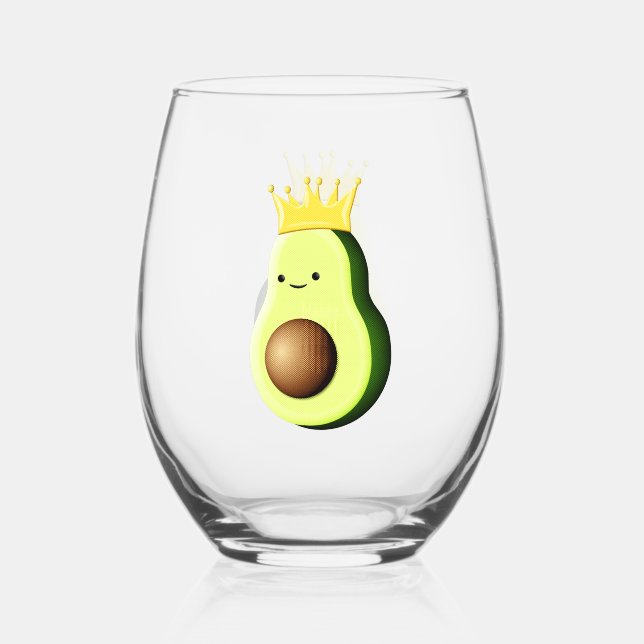 Avocado The King Of All Fruits Stemless Wine Glass (Front)
