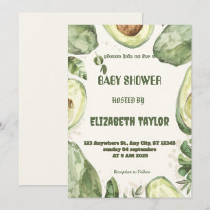 Avocado Themed Baby Shower Invitation 