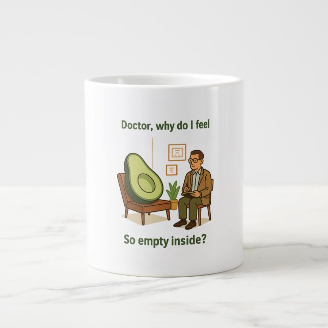 Avocado Therapy Why Am I Empty Inside Large Coffee Mug (Front)