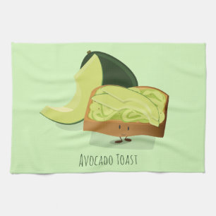 Avocado Toast cartoon   Kitchen Towel