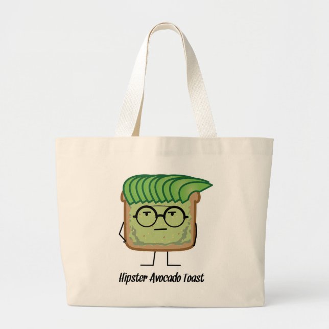 Avocado Toast Hipster glasses greaser hair Large Tote Bag (Front)