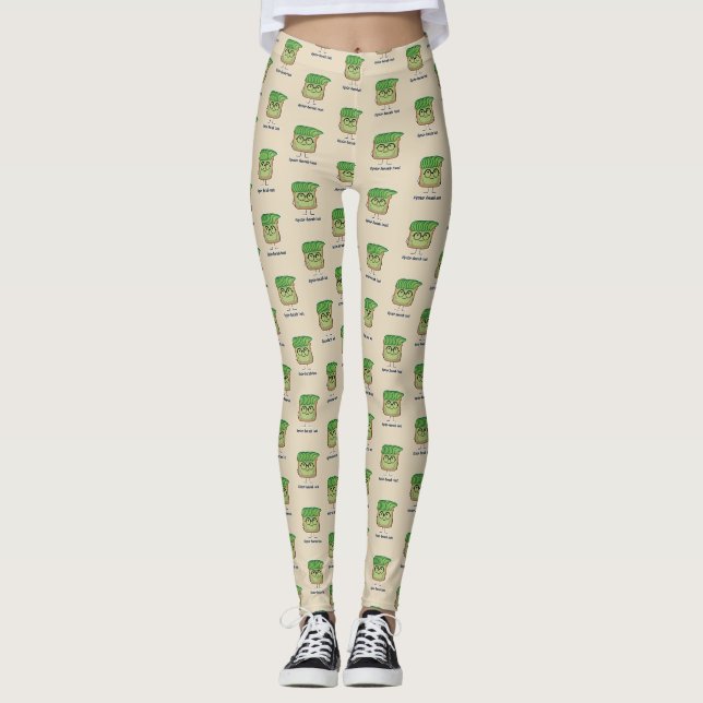 Avocado Toast Hipster glasses greaser hair Leggings (Front)