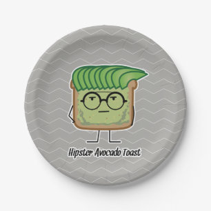 Avocado Toast Hipster glasses greaser hair Paper Plate