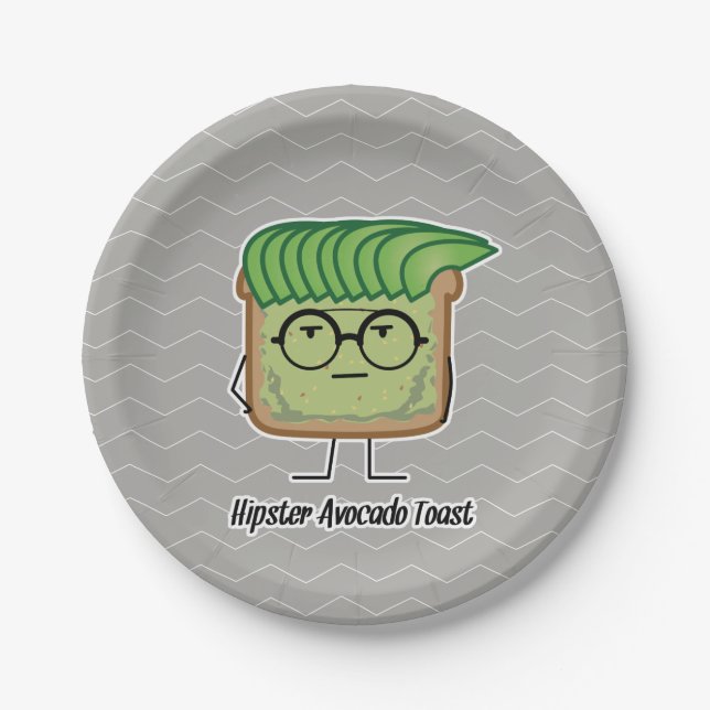 Avocado Toast Hipster glasses greaser hair Paper Plate (Front)