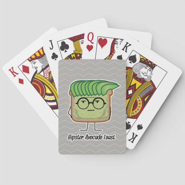 Avocado Toast Hipster glasses greaser hair Playing Cards (Back)