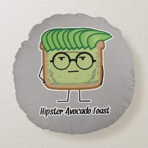 Avocado Toast Hipster glasses greaser hair Round Cushion