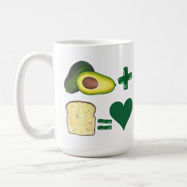 Avocado + Toast = Love Foodie Foor Pair Heart Coffee Mug (Left)