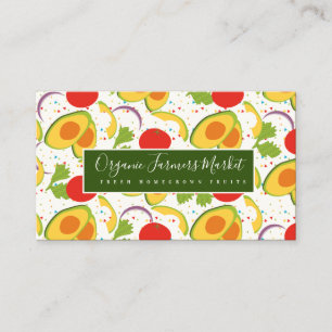 Avocado Tomato Salad Greenery Pattern Business Card