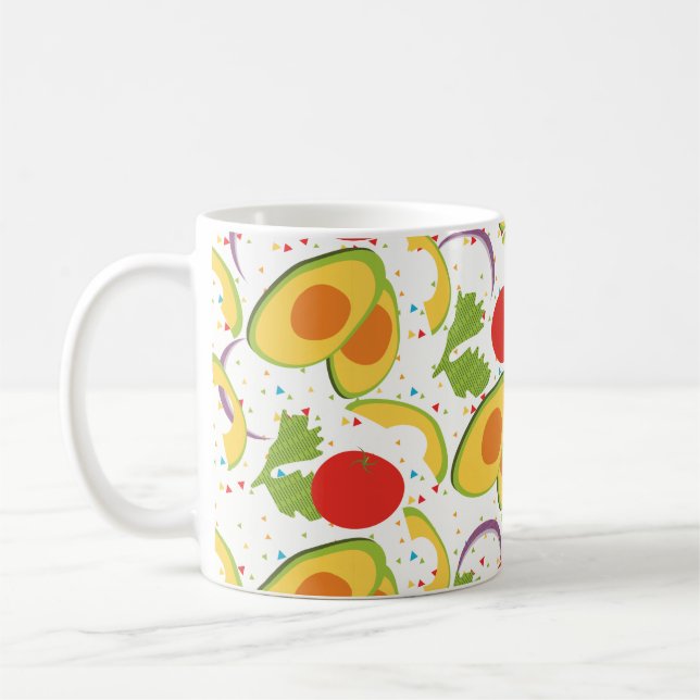 Avocado Tomato Salad Greenery Pattern Coffee Mug (Left)