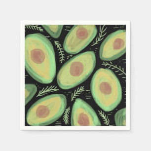 Avocado Tomato Salad Greenery Pattern Napkin