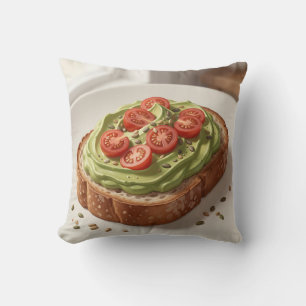 Avocado Tomato Toast Fresh Breakfast Art Cushion
