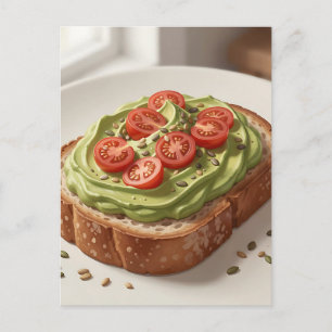 Avocado Tomato Toast Fresh Breakfast Art Postcard