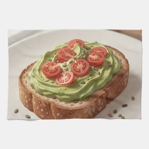 Avocado Tomato Toast Fresh Breakfast Art Tea Towel