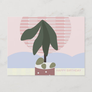 Avocado Tree Blush Muted Birthday Geometric Postcard