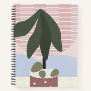 Avocado Tree Blush Muted Geometric Notebook