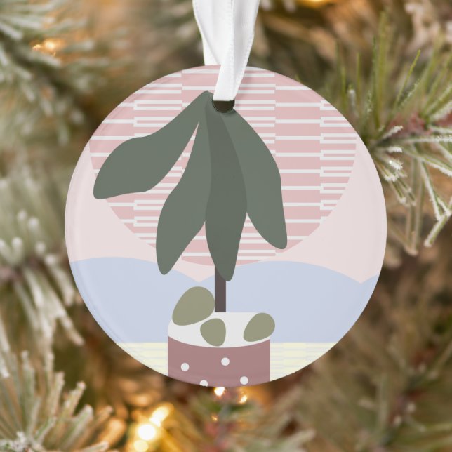 Avocado Tree Blush Muted Geometric Pink Green  Ornament (Tree)