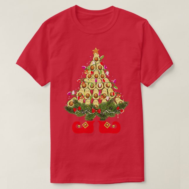 Avocado Tree Christmas Light T-Shirt (Design Front)