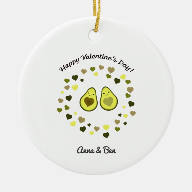 Avocado Valentine Ceramic Tree Decoration (Front)