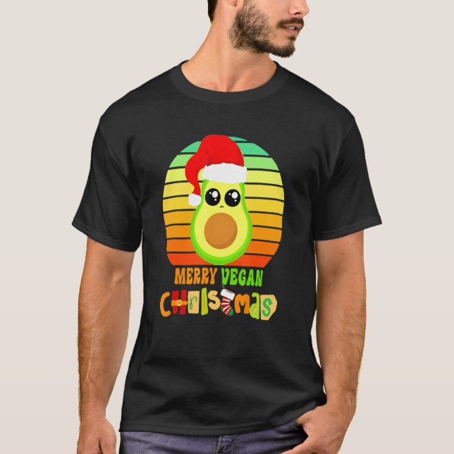 Avocado Vegan Christmas Santa Avocado Fruit Vegan T-Shirt (Front)