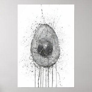 Avocado Vegetable Grey Poster