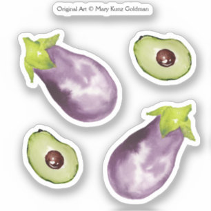 Avocado Vegetables Hand-Illustrated Healthy Eating