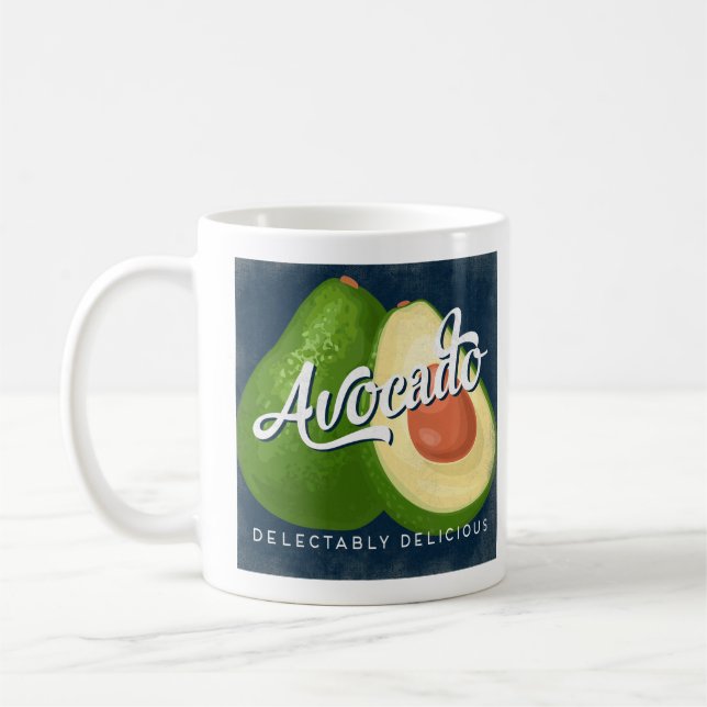 Avocado Vintage Fruit Label Retro Coffee Mug (Left)