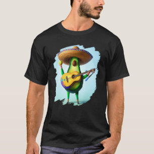 Avocado Wearing Sombrero Playing Guitar Music Guit T-Shirt