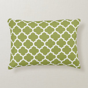 Avocado White Moroccan Quatrefoil Pattern #5 Decorative Cushion