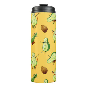 Avocado Workout: Fun Watercolor Pattern Thermal Tumbler