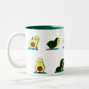Avocado Yoga. Comical, funny, cute Two-Tone Coffee Mug