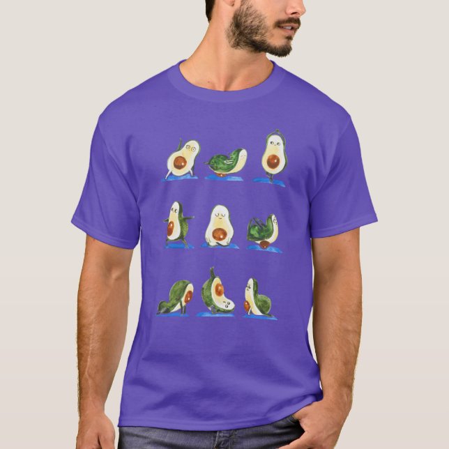 Avocado Yoga Watercolor friends T-Shirt (Front)
