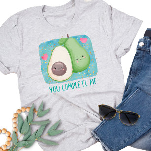 Avocado You Complete Me Love Kawaii Watercolor T-Shirt