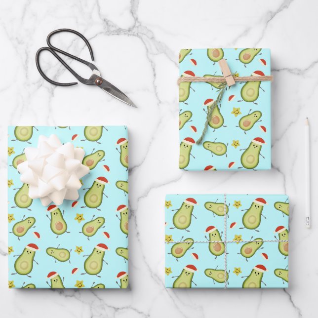 Avocados & Christmas Wrapping Paper Sheet (Front)