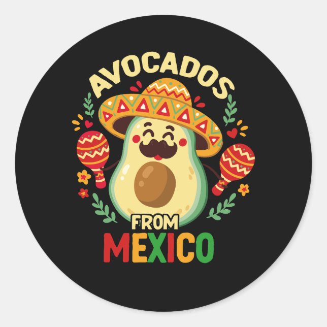 Avocados From Mexico Mexican Day Flag Avocado Cost Classic Round Sticker (Front)