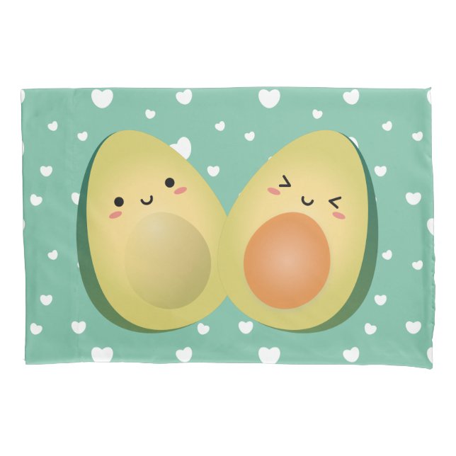Avocados in Love Funny Couple Let's Avocuddle Pillowcase (Front)