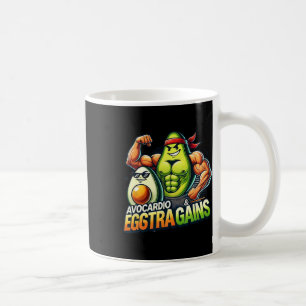 Avocardio And Eggstra Gains Funny Gym Fitness And  Coffee Mug