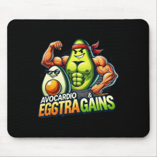 Avocardio And Eggstra Gains Funny Gym Fitness And  Mouse Mat