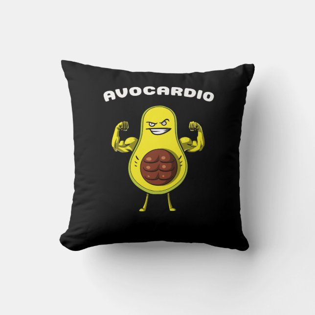 Avocardio Fitness Avocado Funny Vegan Workout Joke Cushion (Front)
