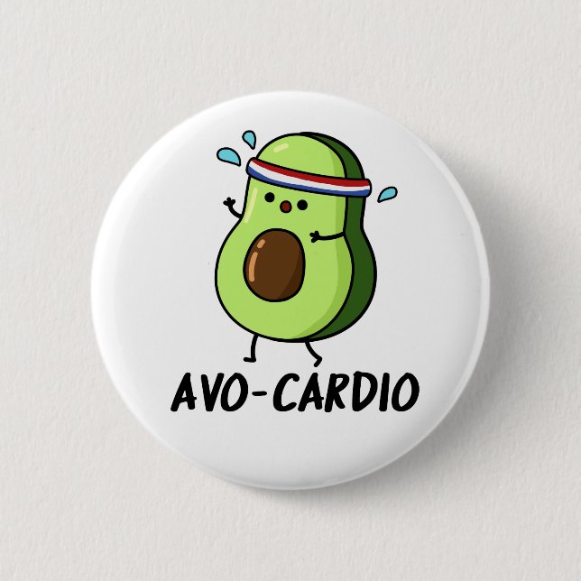 Avocardio Funny Excercise Avocado Pun  6 Cm Round Badge (Front)